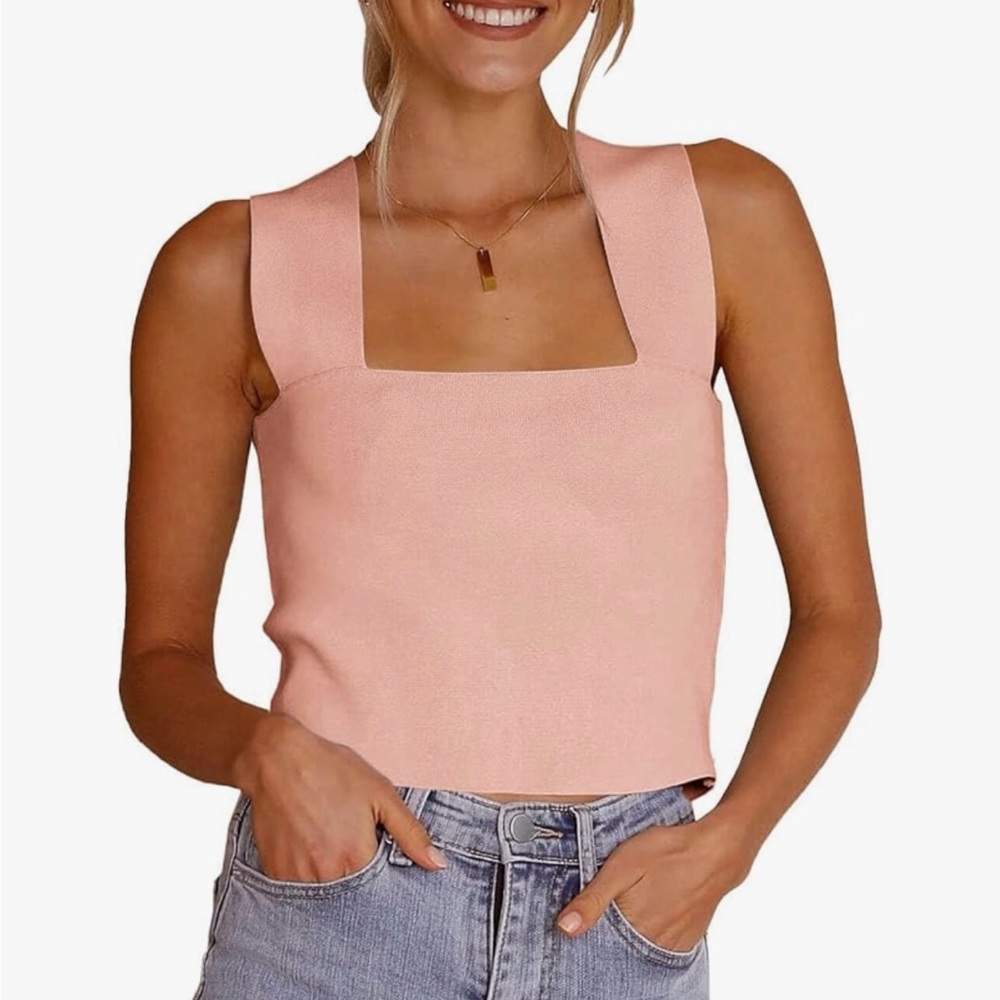 Cute Square Neck knit Tank Top Size S